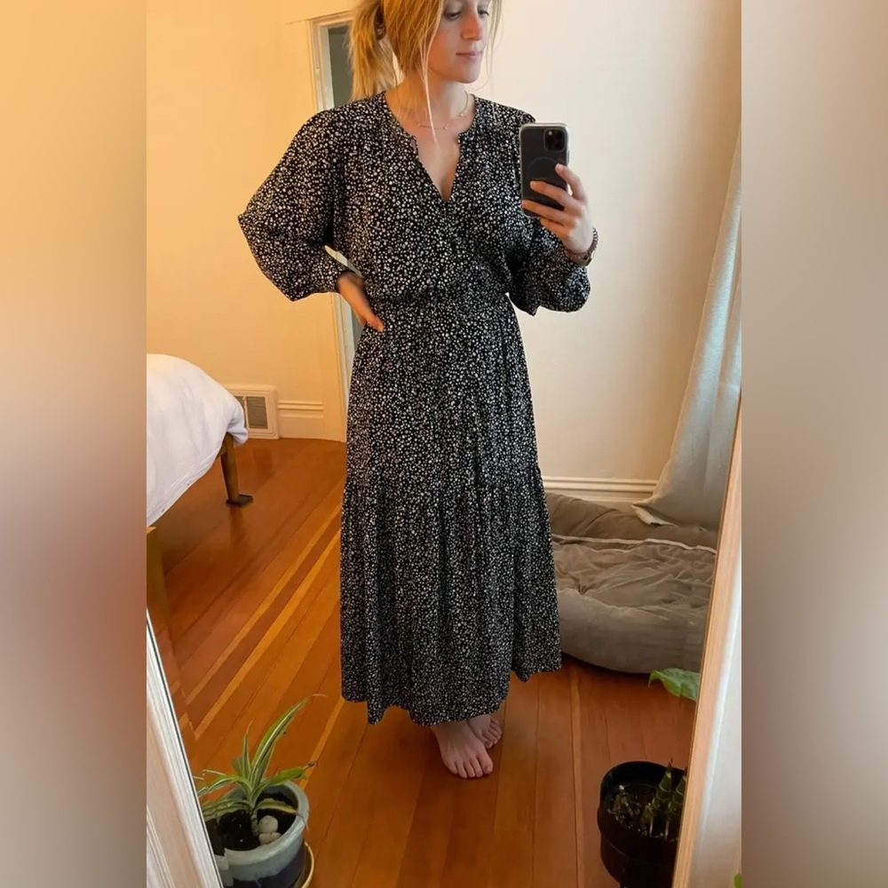 Sweet Baby Jamie Rent The Runway Pre-Loved Black Ditsy Midi Dress